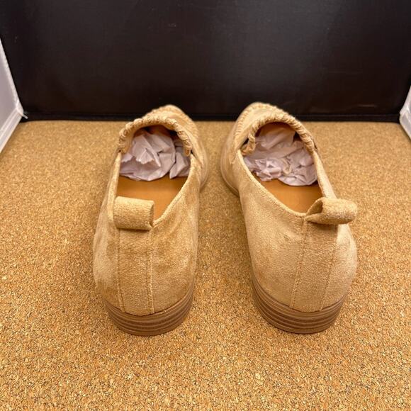 Maurices tan faux suede preppy ruffle slip on flats 6 - Picture 3 of 10
